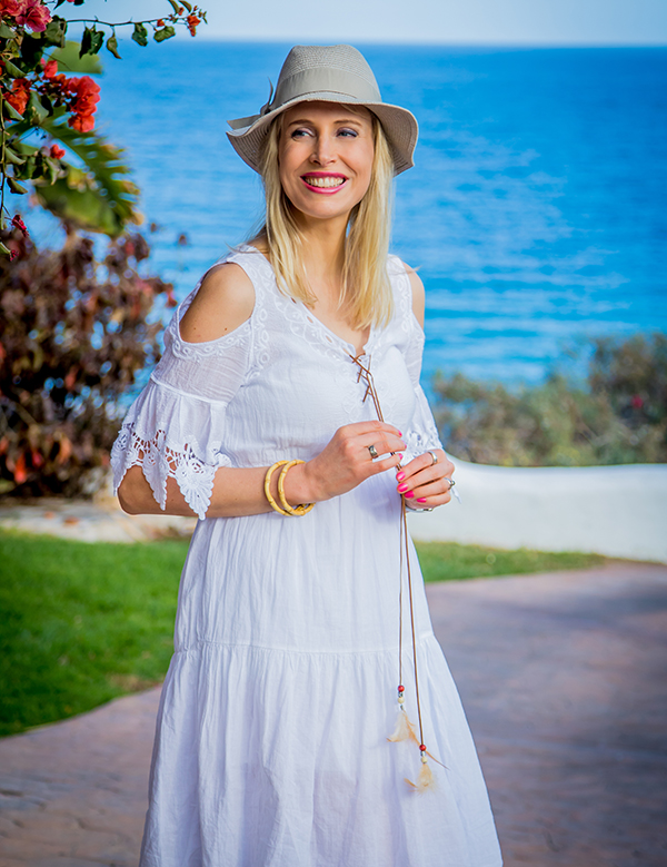 Ibiza Look Hippie weißes Kleid